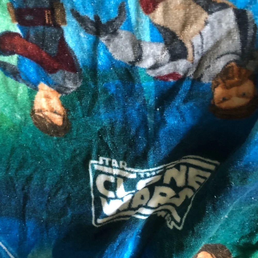 Star Wars Clone Wars Graphic Tee - Teal Blue & Green bath towel